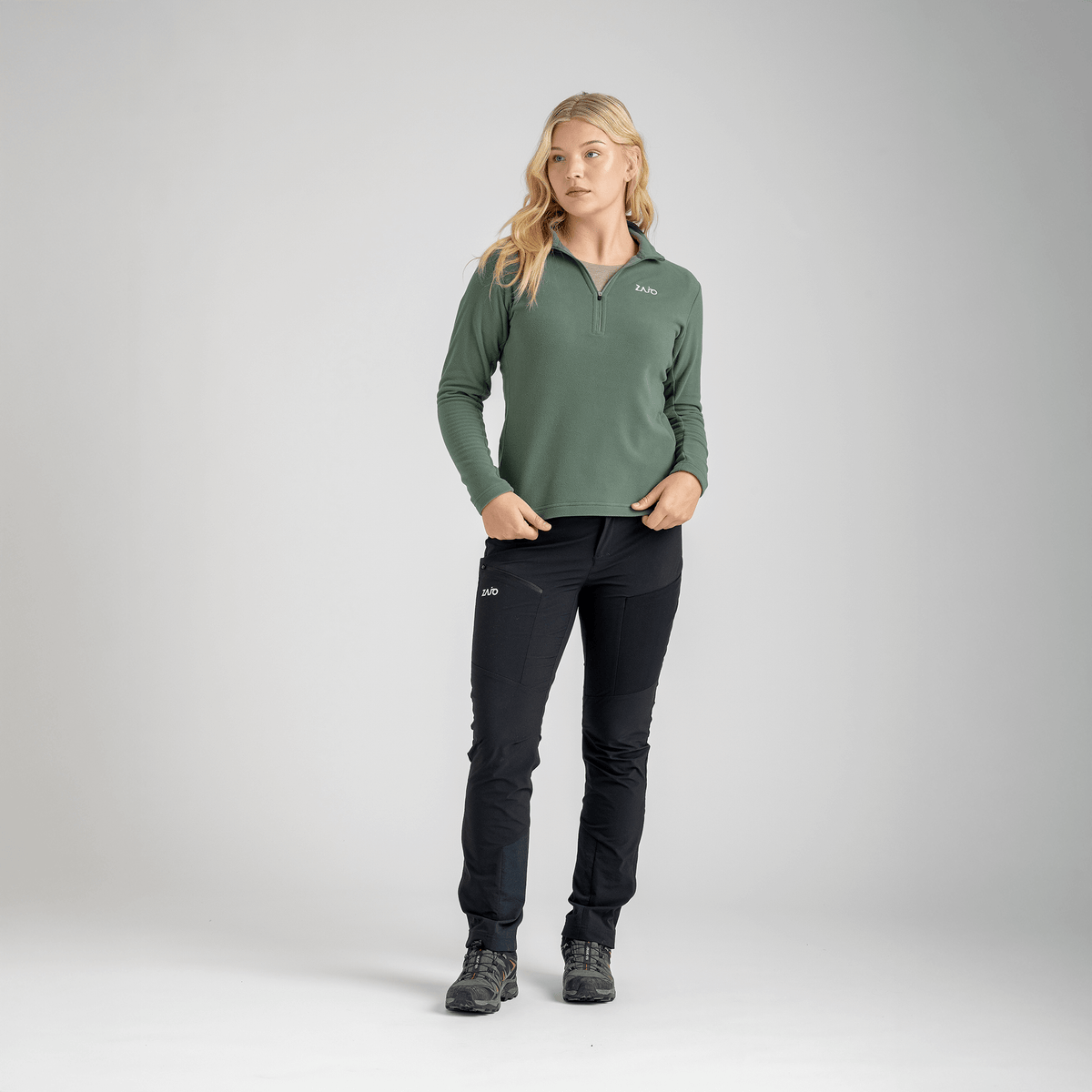 Auro Women's Fleece Zip Top — Black Olive