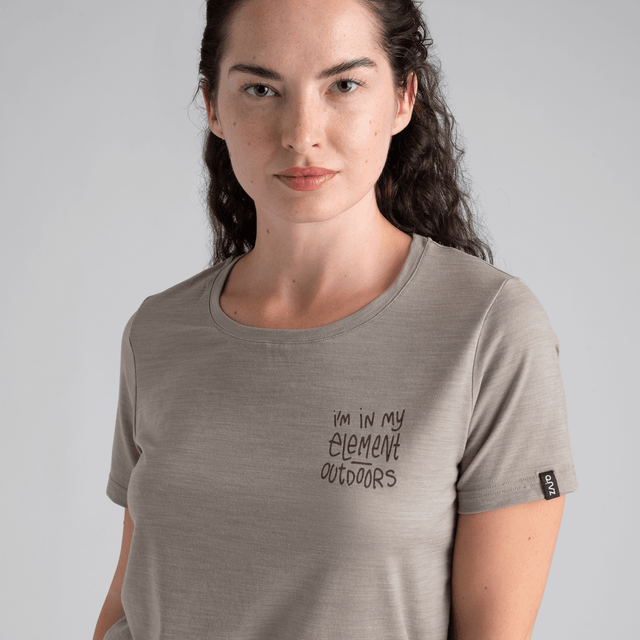 Kora Women's Merino T-shirt — Grey Navy