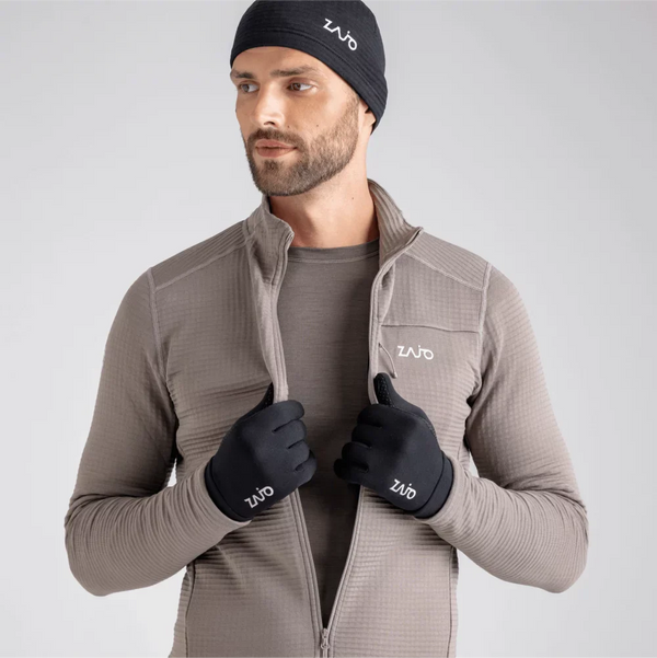 Amiko Fleece Gloves — Grey Navy