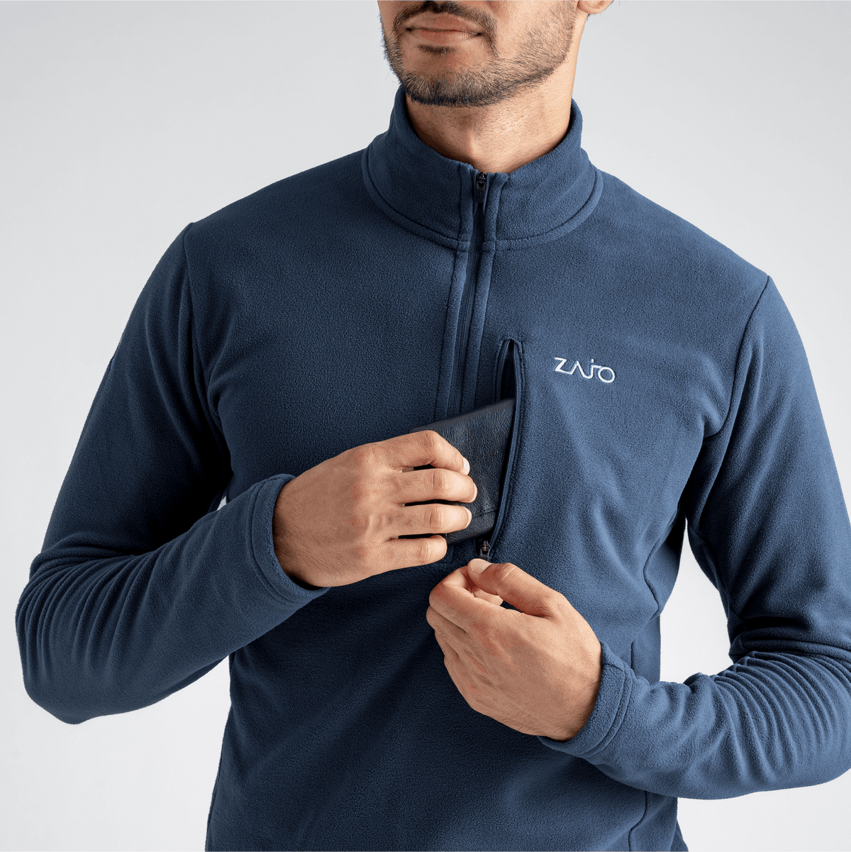 Auro Men's Fleece Zip Top — Dove Grey