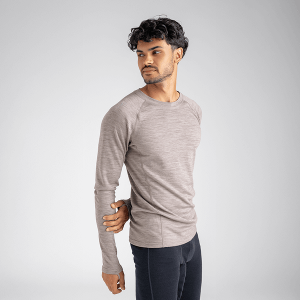 Hejma Men's Merino Longsleeve, boja Taupe Beige