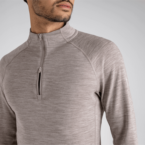 Hejma Men's Merino Zip Top — Taupe Beige