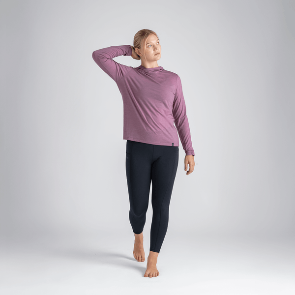 Kora Women's Merino Hoodie, boja Grey Navy